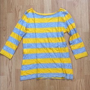 JCP gray and yellow striped 3/4 length shirt